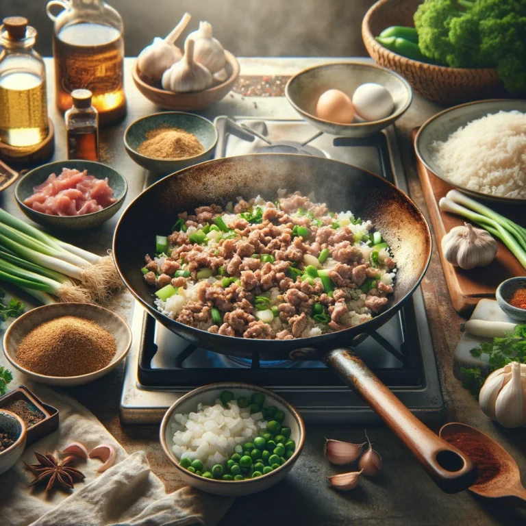 태국식 돼지고기 덮밥 카오팟무쌉 레시피