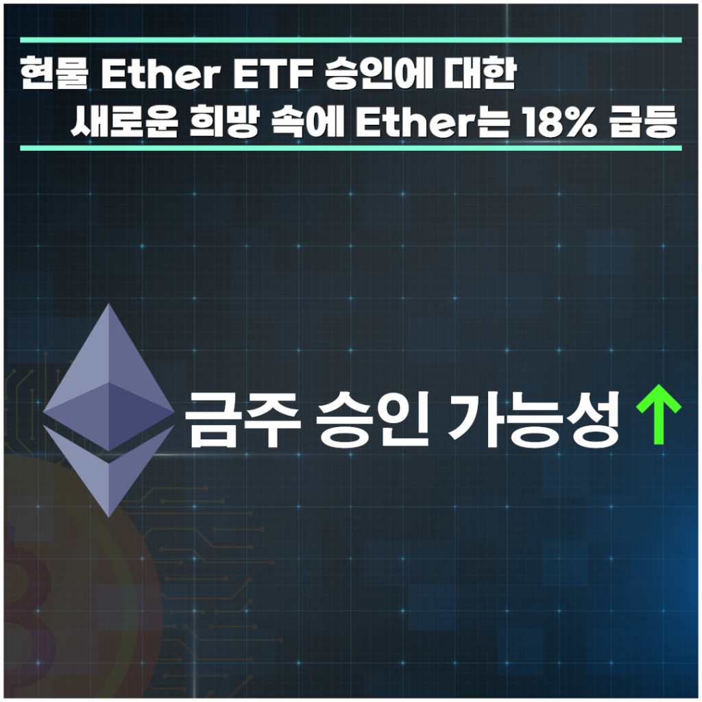 현물 Ether ETF 승인에 대한 새로운 희망 속에 Ether는 18% 급등